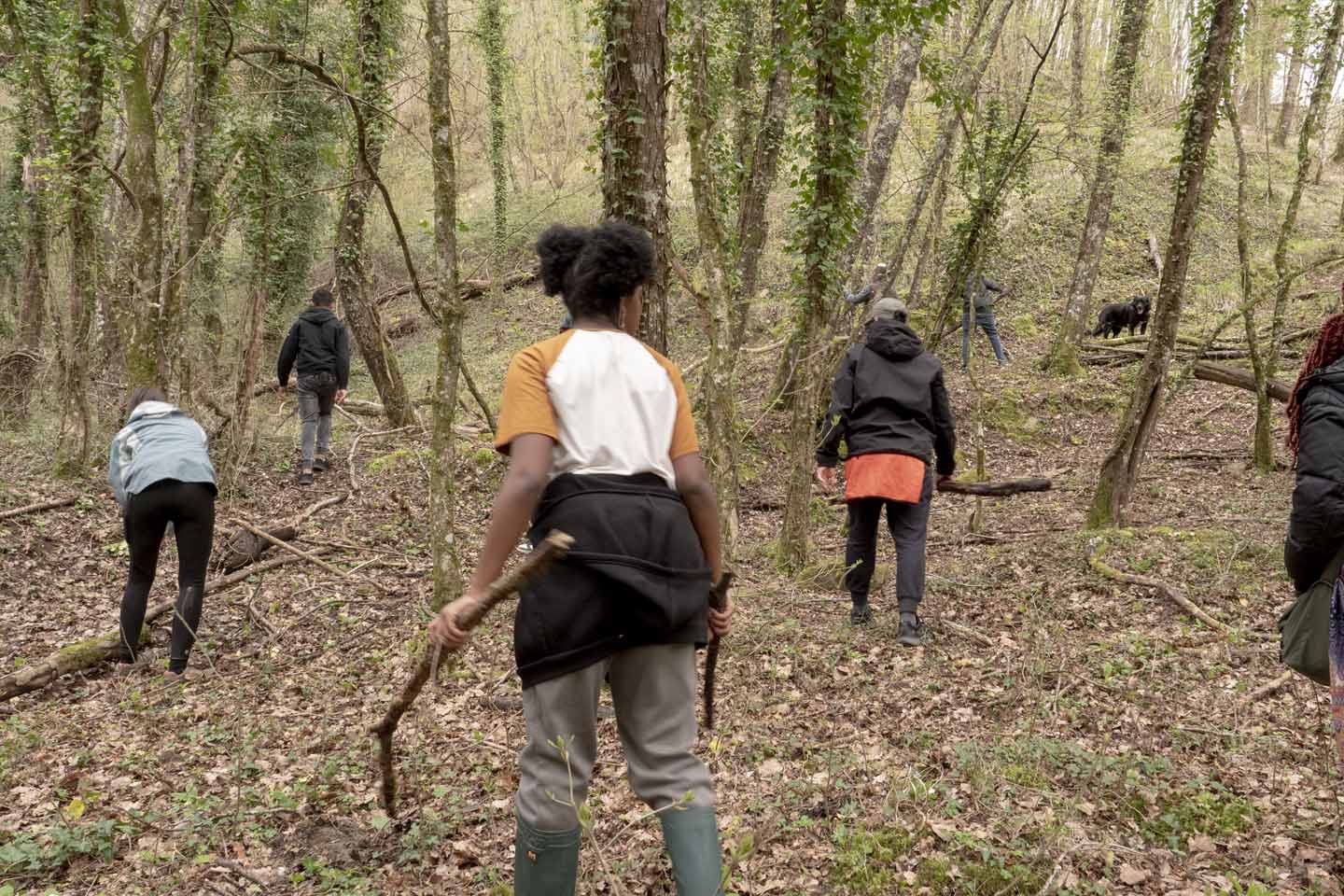 tertulia gruppo ragazzi bosco